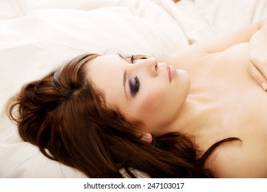 Beautiful Woman Lying Down On Bed Stock Photo 247103017 Shutterstock