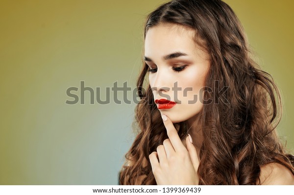 Beautiful Woman Makeup On Face Brunette Royalty Free Stock Image
