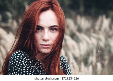 Beautiful Woman Natural Face Freckles Casual Female Portrait Lifestyle Beauty Girl