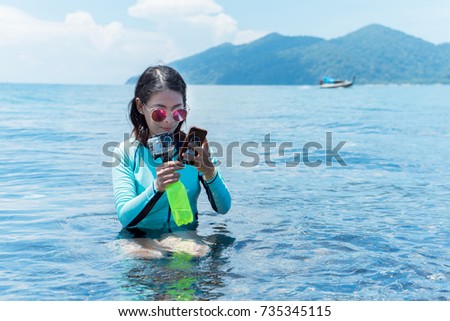 Beautiful woman on the beach. Lipe island Thailand. 