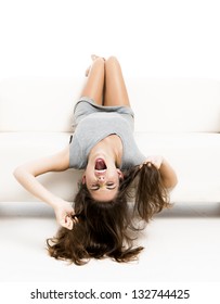 Brittany marie naked pussy Naked lady upside down on sofa