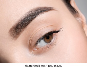 Beautiful woman with perfect eyebrow, closeup