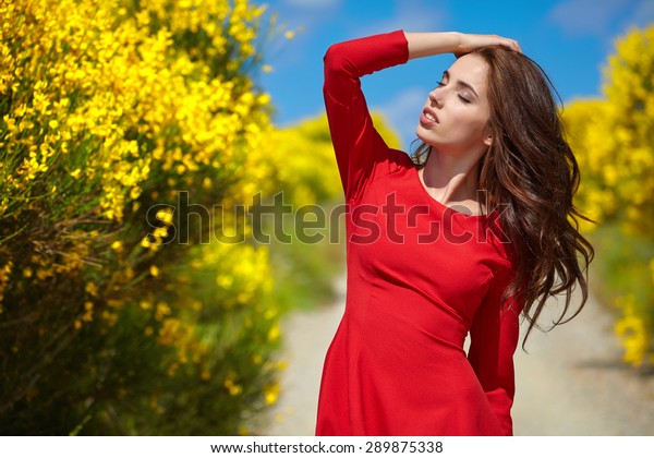 red dress with yellow flowers