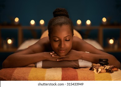 Beautiful Woman Relaxing In Luxury Spa Salon