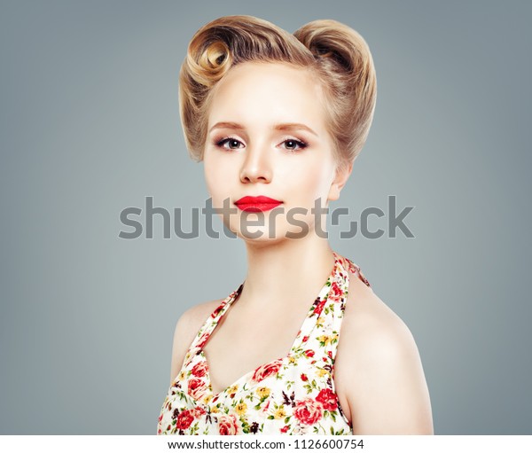 Beautiful Woman Retro Vintage Pinup Hairstyle Stock Photo Edit