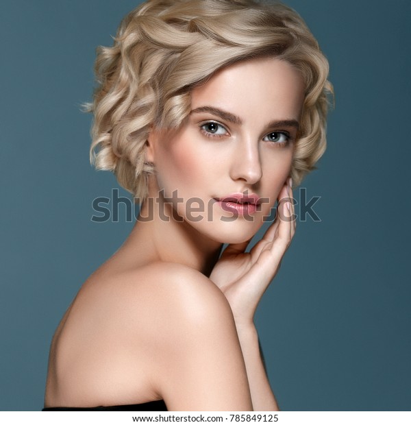 Beautiful Woman Short Blonde Hair Elegant Stock Photo Edit Now