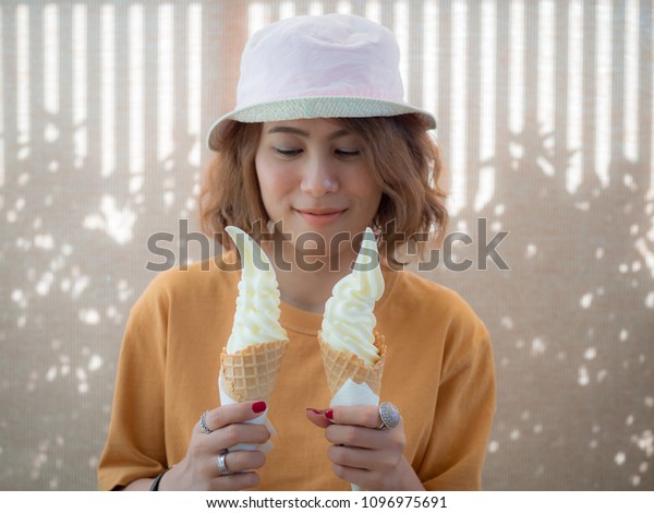 Beautiful Woman Short Hair Wearing Yellow Stock Photo Edit Now