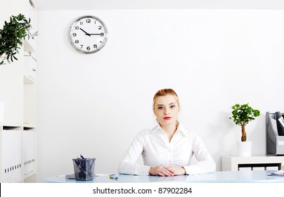 Person Sitting Behind Desk Images Stock Photos Vectors