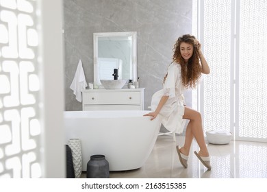 Beautiful Woman Sitting On Edge Tub Stock Photo Shutterstock