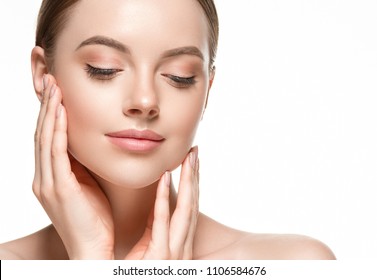 Beautiful woman skin care concept, healthy skin face closeup female studio portrait - Shutterstock ID 1106584676