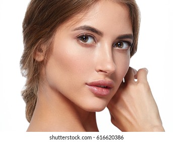 Beautiful woman skin care healthy concept beauty portrait isolated on white - Shutterstock ID 616620386