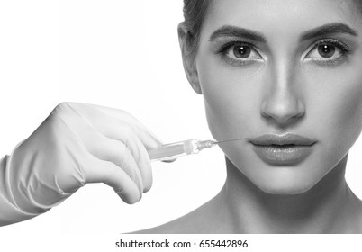 Beautiful woman skin care healthy concept beauty portrait isolated on white black and white