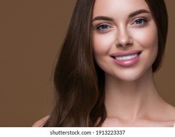 Beautiful Woman Skin Face Close Up Smile Face