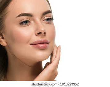 Beautiful Woman Skin Face Close Up Smile Face