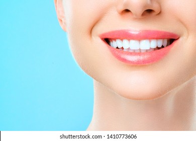 Beautiful Woman Smile, Healthy White Teeth. Dentistry Concept