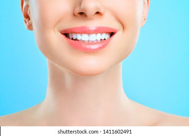 Beautiful Woman Smile, Healthy White Teeth. Dentistry Concept