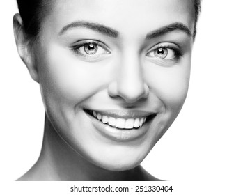 Beautiful woman smile. Teeth whitening. Dental care.