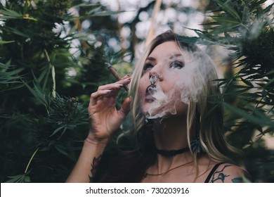 Beautiful Woman Smoking Weed