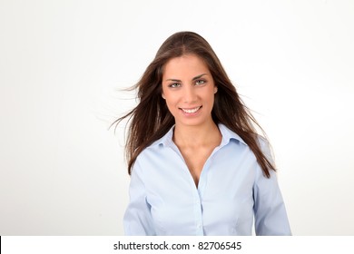 Beautiful woman standing on white background - Shutterstock ID 82706545