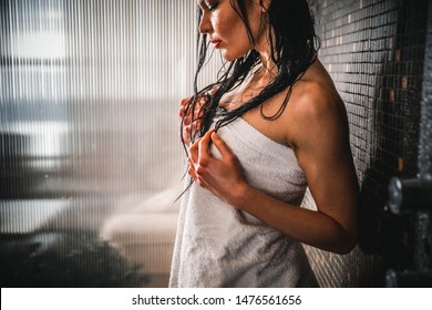 Beautiful Woman Taking Shower Her Bathroom Stock Photo Shutterstock