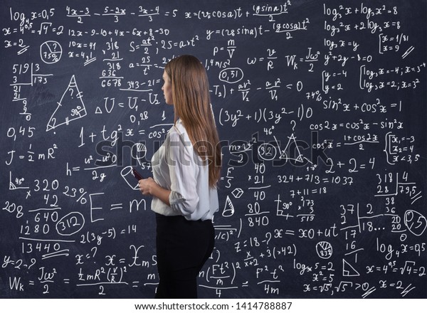 Beautiful Woman Thinking How Solve Math Stock Photo 1414788887 ...