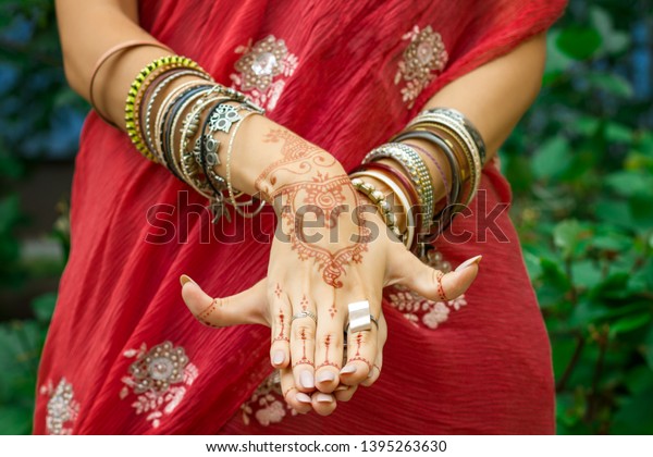 Beautiful Woman Traditional Muslim Indian Wedding Stock Photo