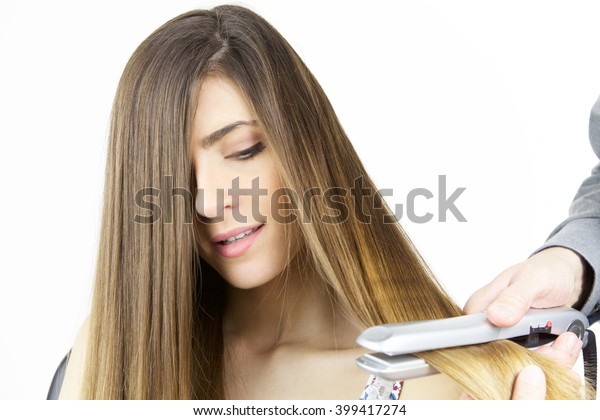 Beautiful Woman Very Long Hair Getting Stockfoto Jetzt
