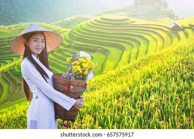 Asia Photography Vietnam Photography Vietnam Wall Decor Woman In Rice Field Vietnamese Culture Wall Decor