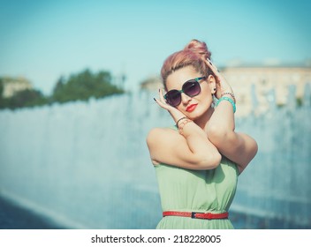 Beautiful Woman In Vintage Clothing