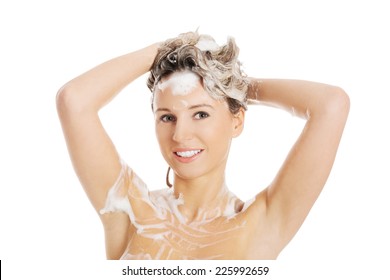 Beautiful Woman Washing Her Hair