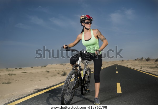 Beautiful Woman Wearing Bicycle Helmet Sports Stock Photo Edit Now