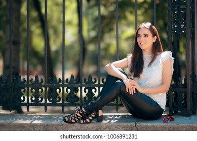 ladies in leather pants