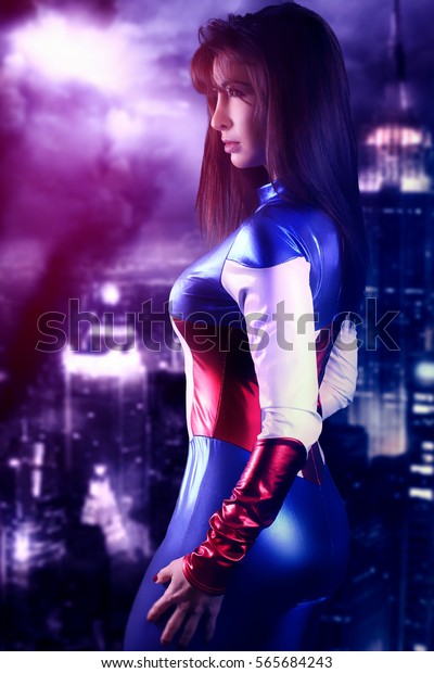 Beautiful Woman Wearing Superhero Costume Stock Photo Edit Now