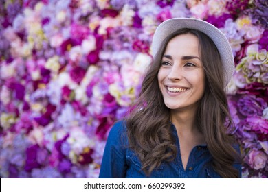 Beautiful woman with white hat