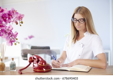 Beautiful Woman Working At Spa Salon 