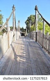 Beautiful Wooden Brige In The Zoo, Kristiansand City. Norway. 