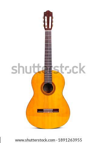 Beautiful wooden guitar isolated on white background