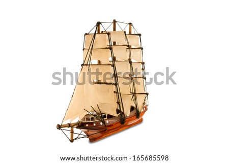 Beautiful wooden ship figurine