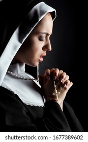 Beautiful Worried Nun Praying Cross Isolated Stock Photo 1677389602 ...