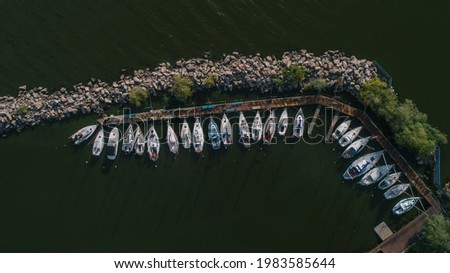 Beautiful yachts for a vacation at sea. Photo by drone yacht club