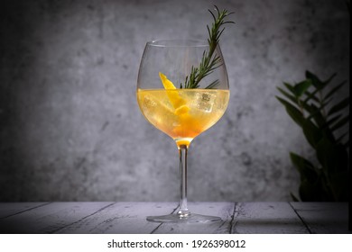 Beautiful Yellow Aperol Spritz Rosemary Italian Stock Photo 1926398012 ...