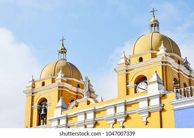 Beautiful Yellow Cathedral In Trujillo, Peru