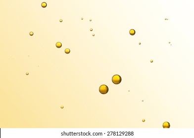 Beautiful yellow champagne bubbles rising