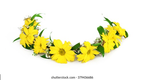 Beautiful Yellow Flower Crown Isolated On White Background