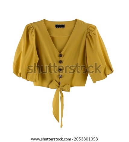 Beautiful yellow woman blouse isolated on white background