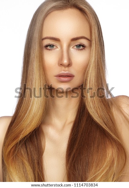 Beautiful Yong Woman Long Straight Shiny Stock Photo Edit Now