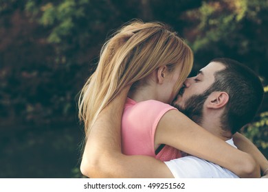 Hugging And Kissing Couple Images Stock Photos Vectors