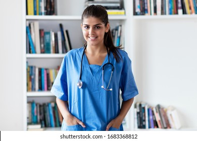 Beautiful Young Adult Spanish Female Nurse Or Medical Student At Hospital