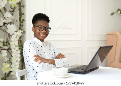 Beautiful Young African Woman With Laptop