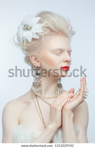 Beautiful Young Albino Woman Short Hair Stock Photo Edit Now